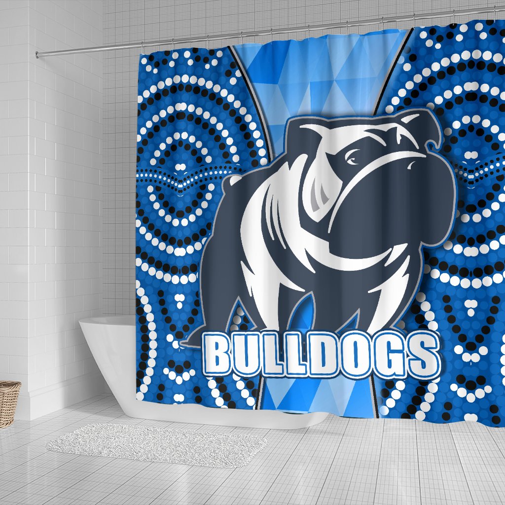 bulldogs-shower-curtain-indigenous-snappy