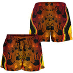 Aboriginal Shorts, Indigenous Rock Painting Hand Art Golden Style Women - Vibe Hoodie