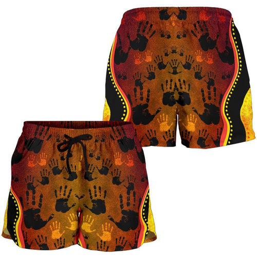 Aboriginal Shorts, Indigenous Rock Painting Hand Art Golden Style Women - Vibe Hoodie
