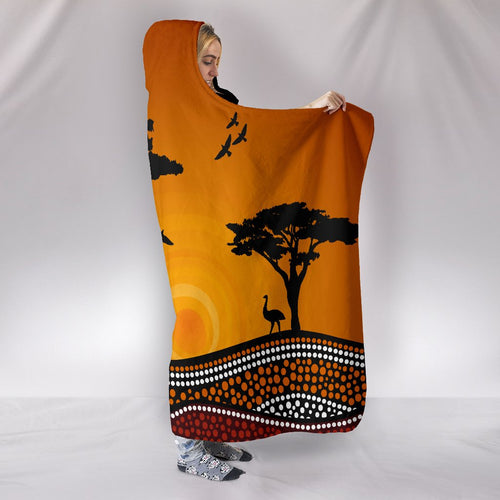 aboriginal-hooded-blanket-kangaroo-sunset-dot-painting