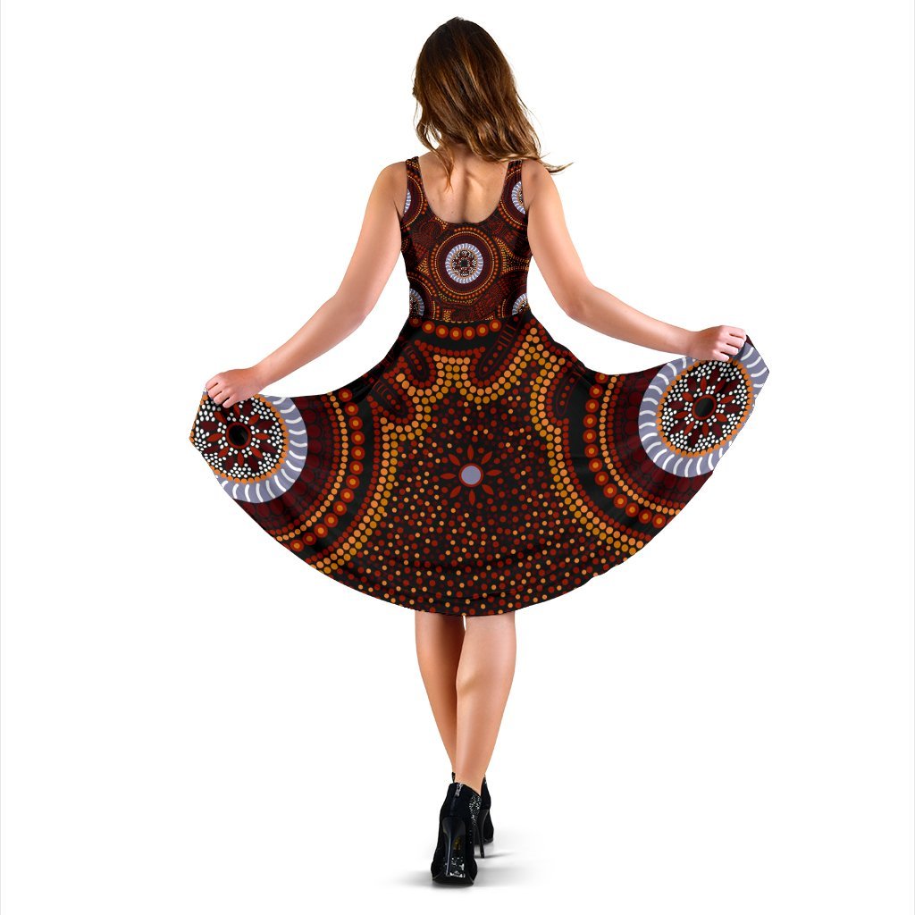 Aboriginal Women's Dress - Aboriginal Human Dot Painting Art - Vibe Hoodie