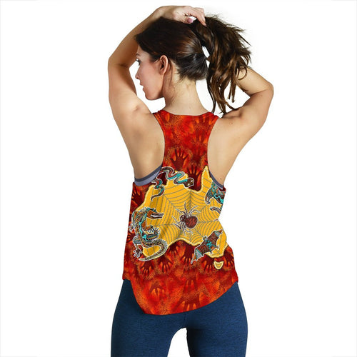 Aboriginal Women's Racerback Tank - Australia Map Hand Patterns Spider Web - Vibe Hoodie