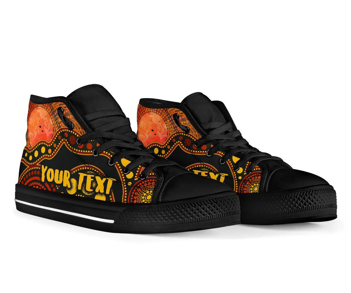 custom-text-aboriginal-high-top-shoes-australia-indigenous-flag-circle-dot-painting-art-golden
