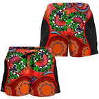 Aboriginal Women's Shorts - Aussie Indigenous Patterns Orange - Vibe Hoodie
