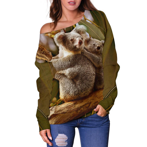 Off Shoulder Sweater - Australian Koala Sweater 3D Koala - Vibe Hoodie