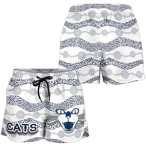 Geelong Women Shorts Cats Indigenous - White - Vibe Hoodie