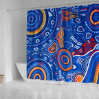 aboriginal-shower-curtain-indigenous-footprint-patterns-blue-color