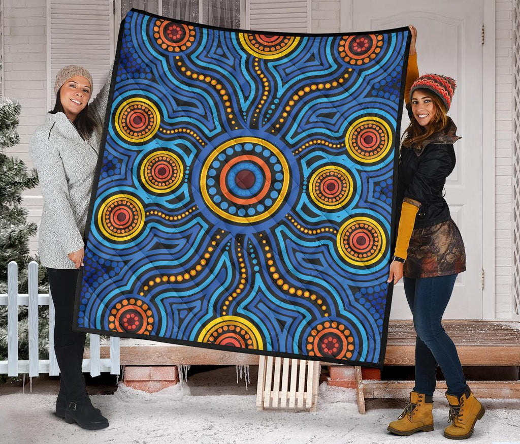 aboriginal-premium-quilt-aboriginal-flower-blue-dot-painting-art