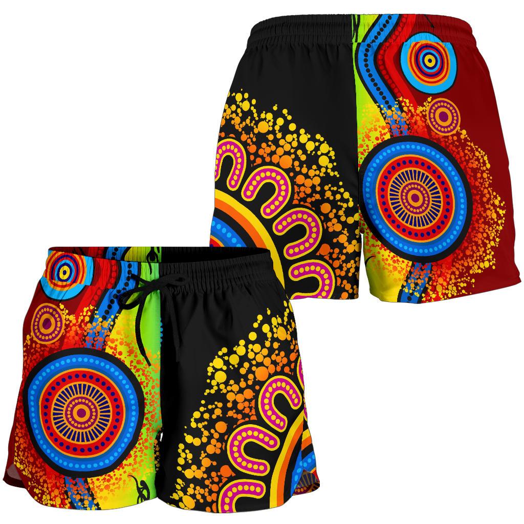 Aboriginal Shorts, Circle Dot Painting Indigenous Blue Dream Women - Vibe Hoodie