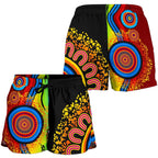 Aboriginal Shorts, Circle Dot Painting Indigenous Blue Dream Women - Vibe Hoodie