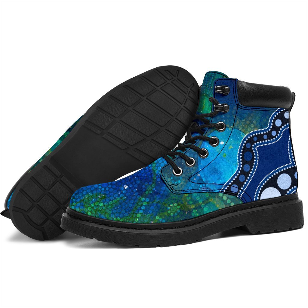 aboriginal-all-season-boots-australia-indigenous-flag-circle-dot-painting-art-blue