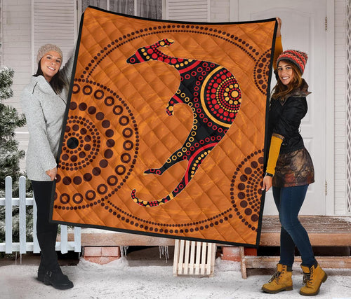 aboriginal-premium-quilt-australia-kangaroo-orange-dot-painting-art