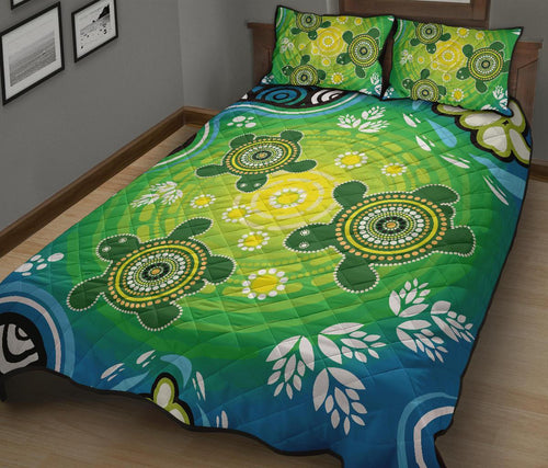 aboriginal-quilt-bed-set-indigenous-green-turtle