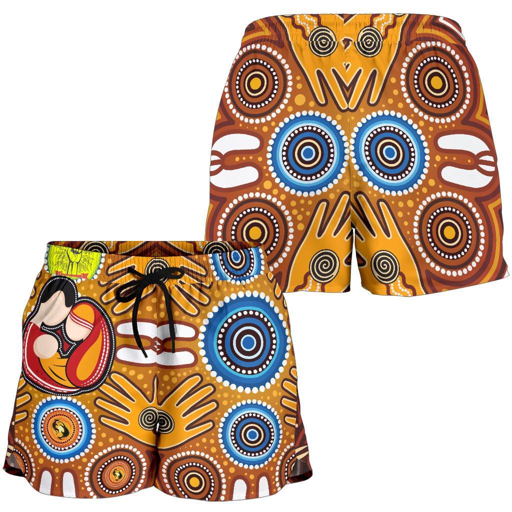 Shorts Women's - Aboriginal Family With Dot Painting art - Vibe Hoodie