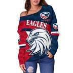USA Rugby Women's Off Shoulder Eagles Sporty Style - Vibe Hoodie