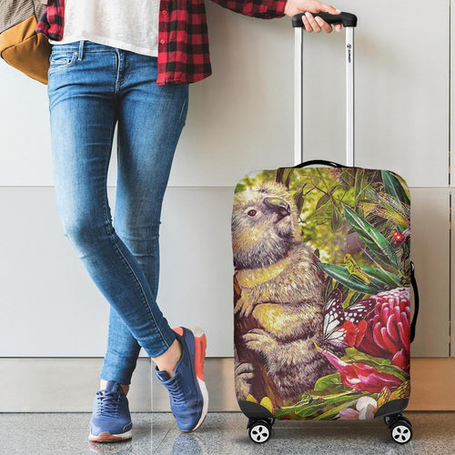 koala-luggage-cover-3d-koala-with-waratah-flower-suitcase-cover