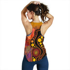 Aboriginal Women's Racerback Tank - Australia Indigenous Flag Circle Dot Painting Art (Golden) - Vibe Hoodie