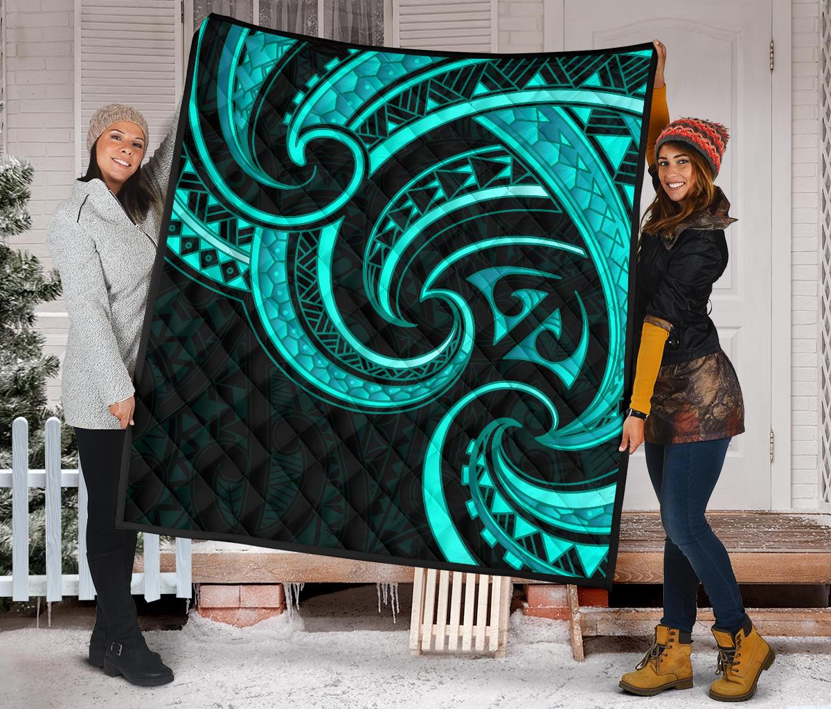 new-zealand-maori-mangopare-premium-quilt-polynesian-turquoise