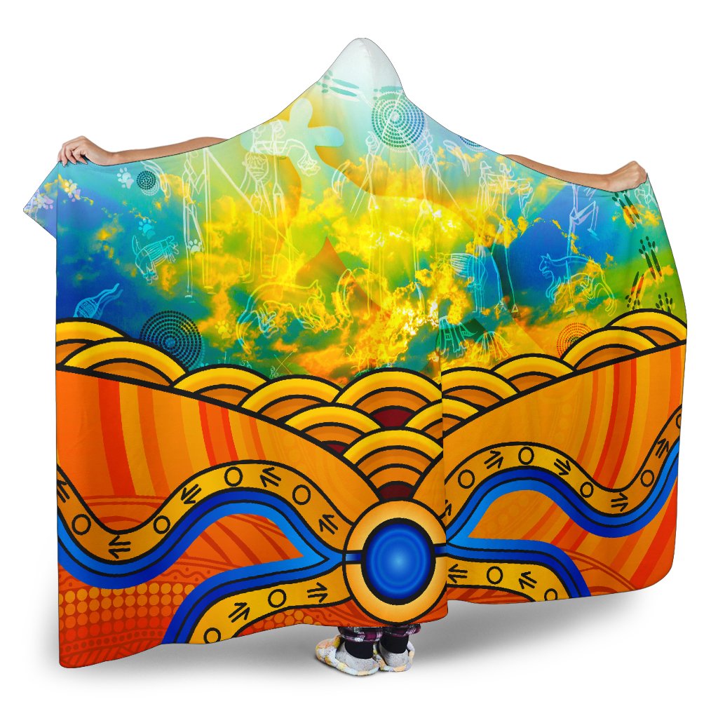aboriginal-hooded-blanket-australia-kangaroo-sky