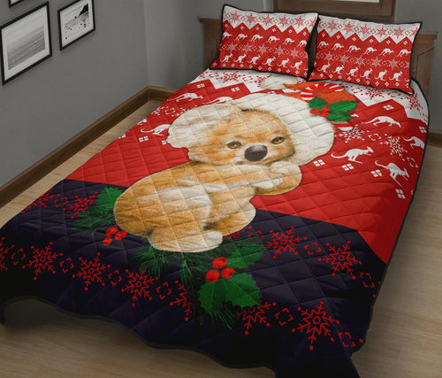 christmas-quilt-cover-set-koala-bed-set-kangaroo-symbol-snowflakes