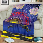 aboriginal-premium-blanket-sunset-over-the-sea-and-kangaroo-dot-painting