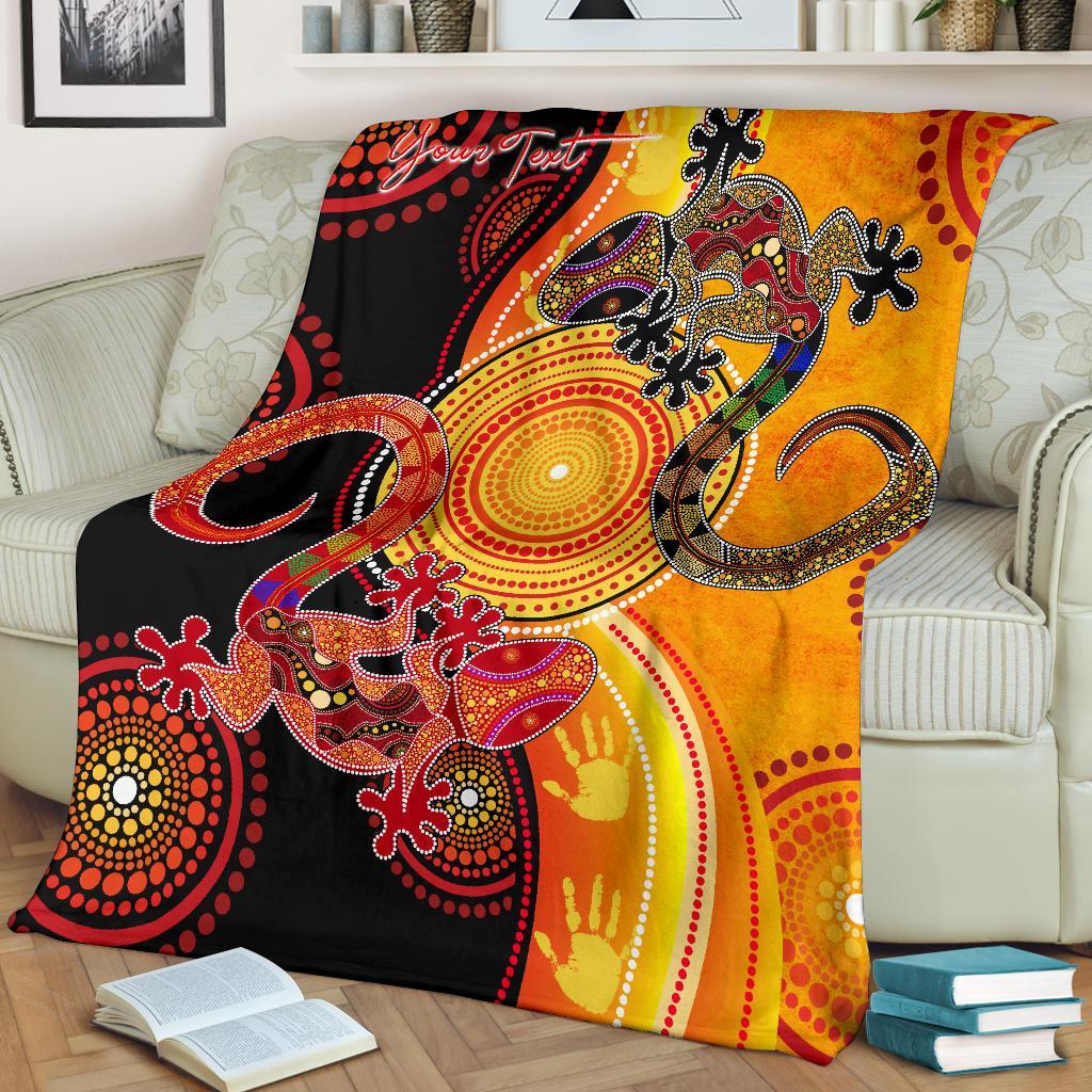 aboriginal-personalised-premium-blanket-couple-aboriginal-lizards