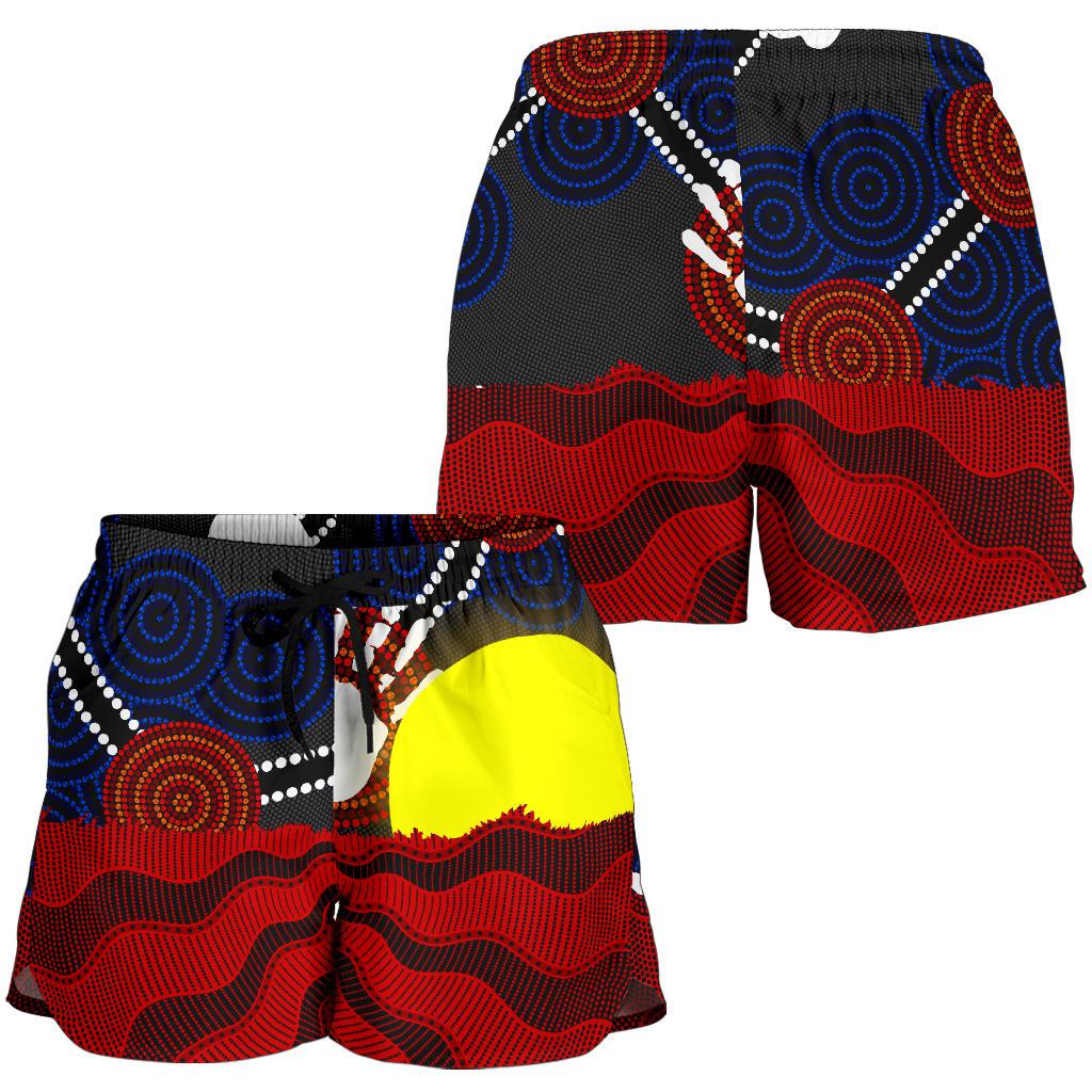 Aboriginal Women's Shorts, Aboriginal Lives Matter Flag Sun Dot Painting - Vibe Hoodie