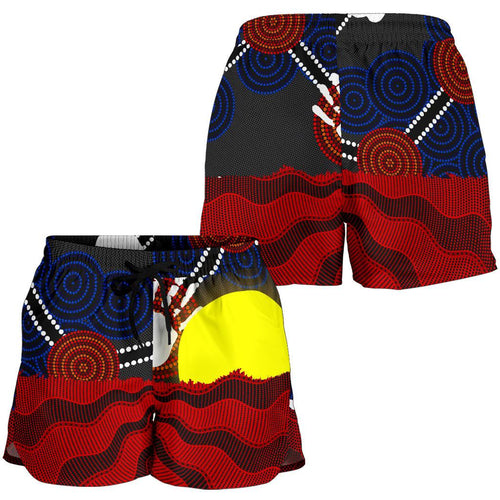 Aboriginal Women's Shorts, Aboriginal Lives Matter Flag Sun Dot Painting - Vibe Hoodie