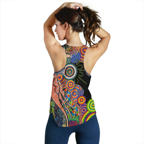 Australia Women's Racerback Tank Aboriginal Style NO.1 - Vibe Hoodie