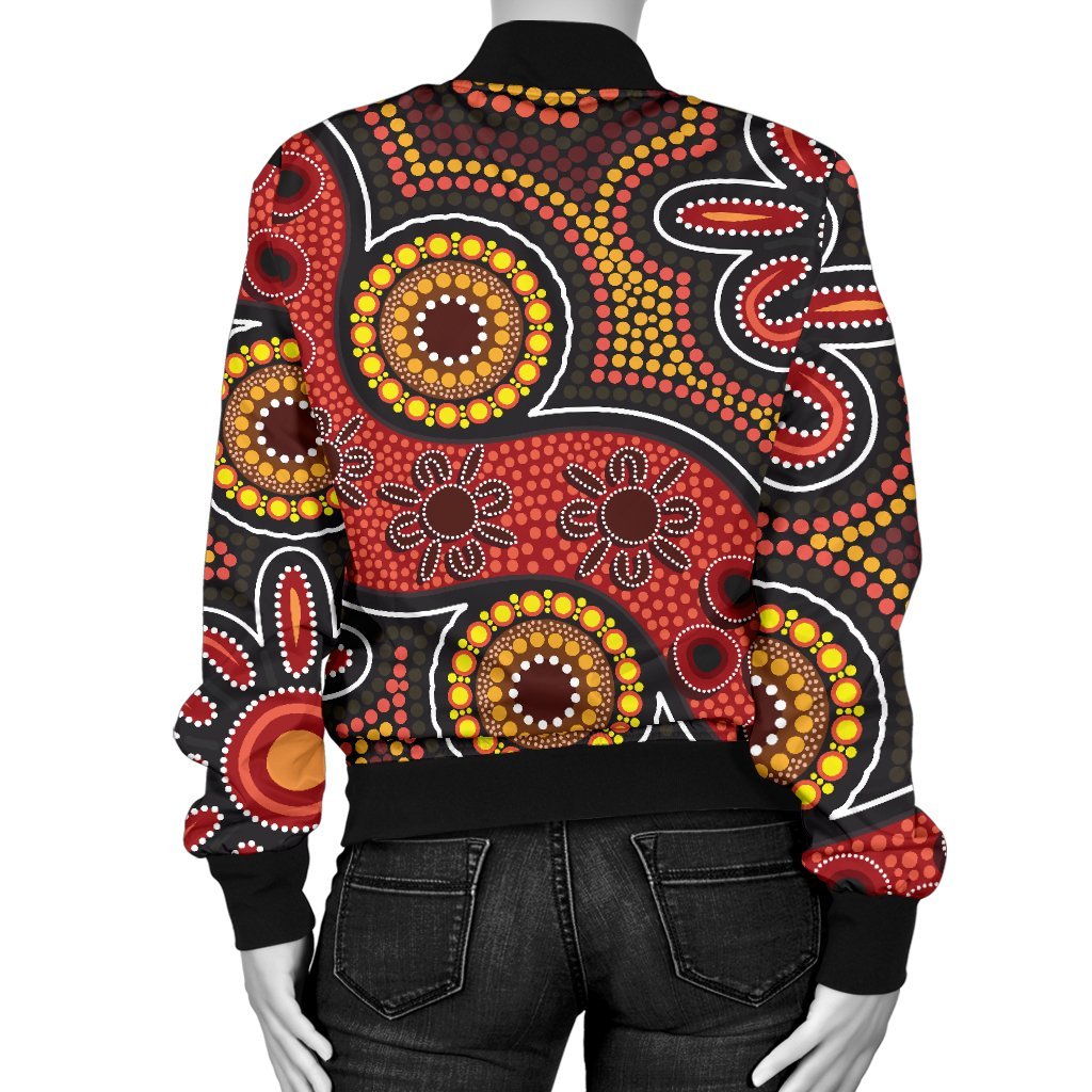 aboriginal-womens-bomber-jacket-indigenous-circle-dot-painting-style-1