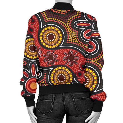 aboriginal-womens-bomber-jacket-indigenous-circle-dot-painting-style-1