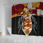 aboriginal-shower-curtain-dot-painting-lizard-boomerang-shower-curtain