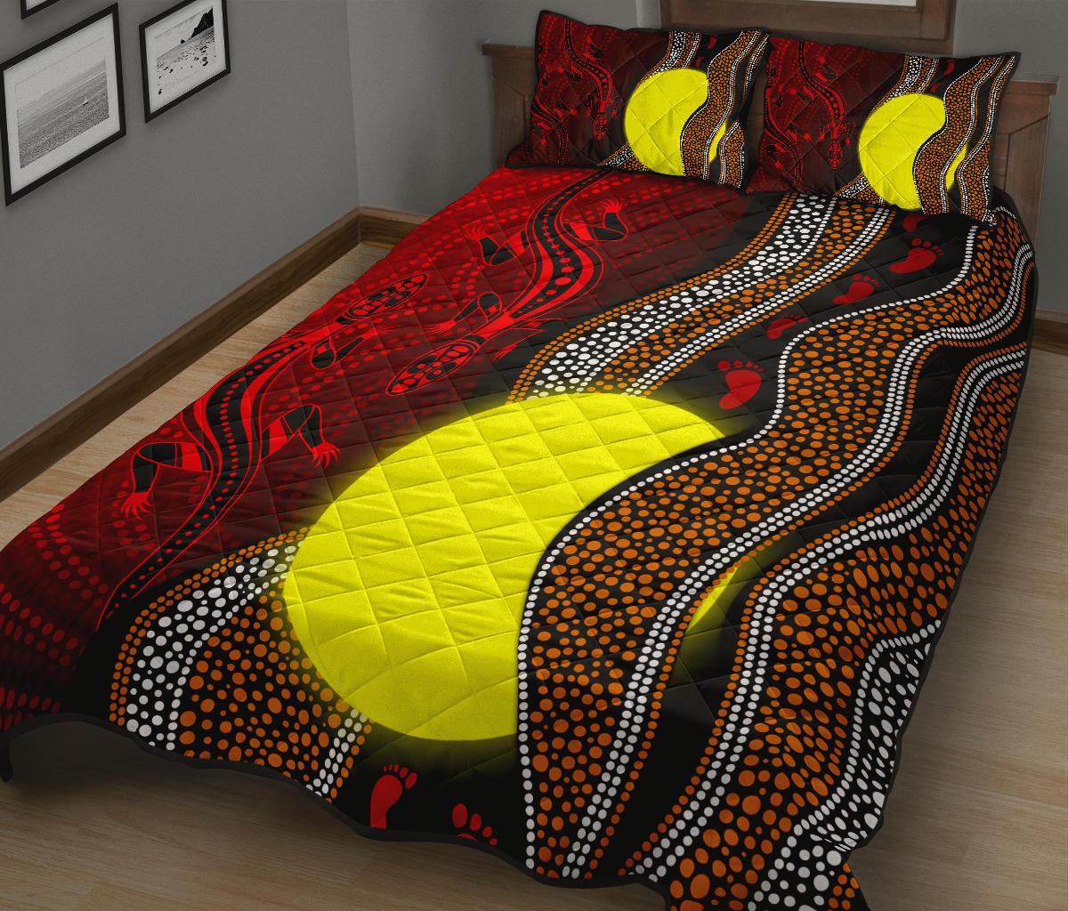 aboriginal-quilt-bed-set-aboriginal-flag-lizard-dot-painting-style