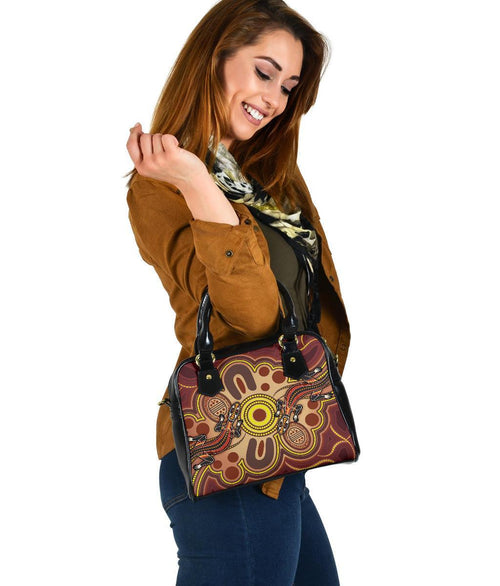 Aboriginal Shoulder Handbag, Indigenous Lizard Dot Painting Art - Vibe Hoodie