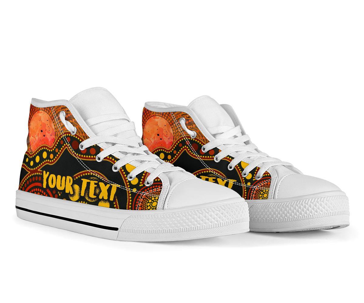 custom-text-aboriginal-high-top-shoes-australia-indigenous-flag-circle-dot-painting-art-golden