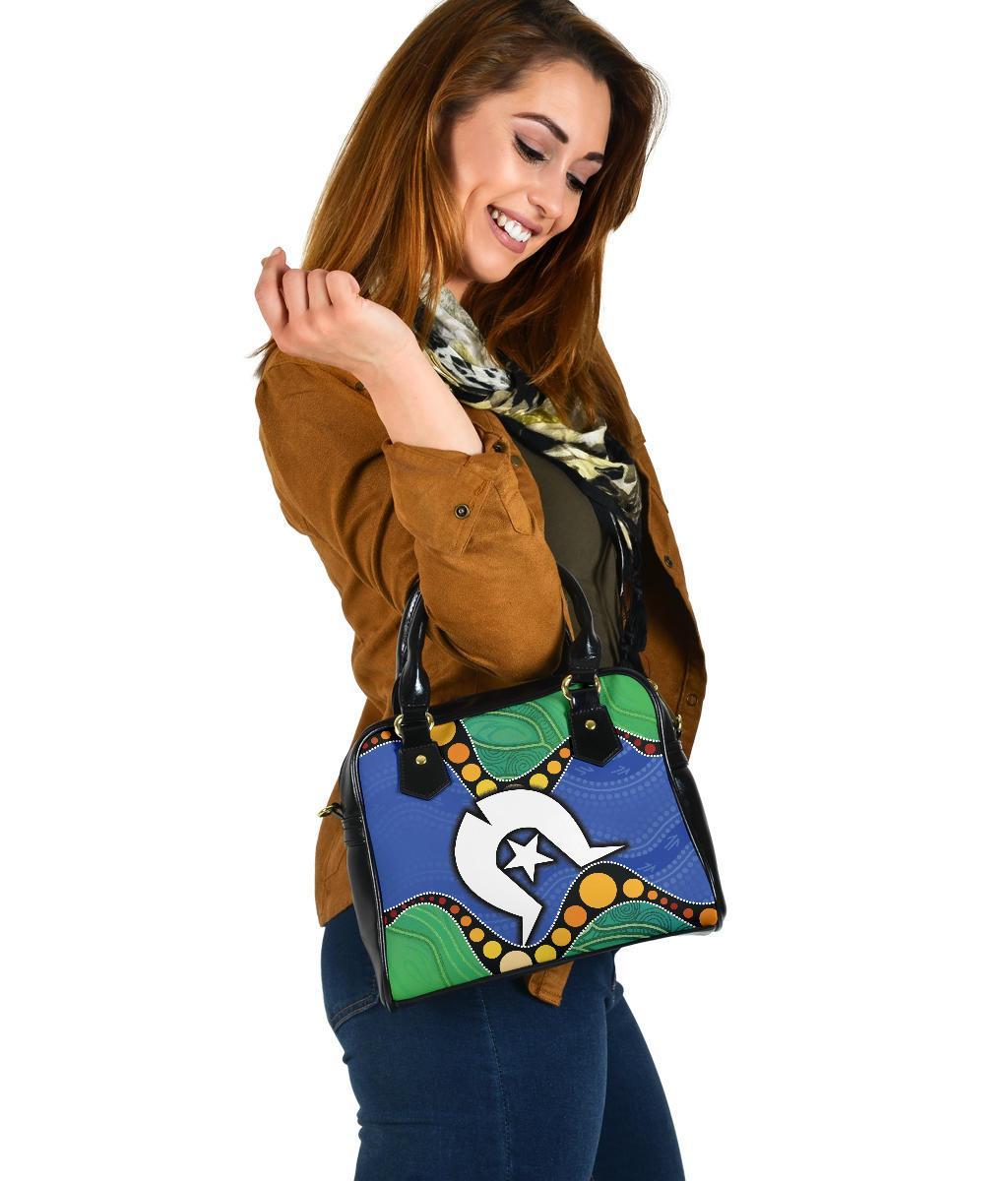 Torres Strait Islands Shoulder Handbag -  Flag with Aboriginal Patterns - Vibe Hoodie