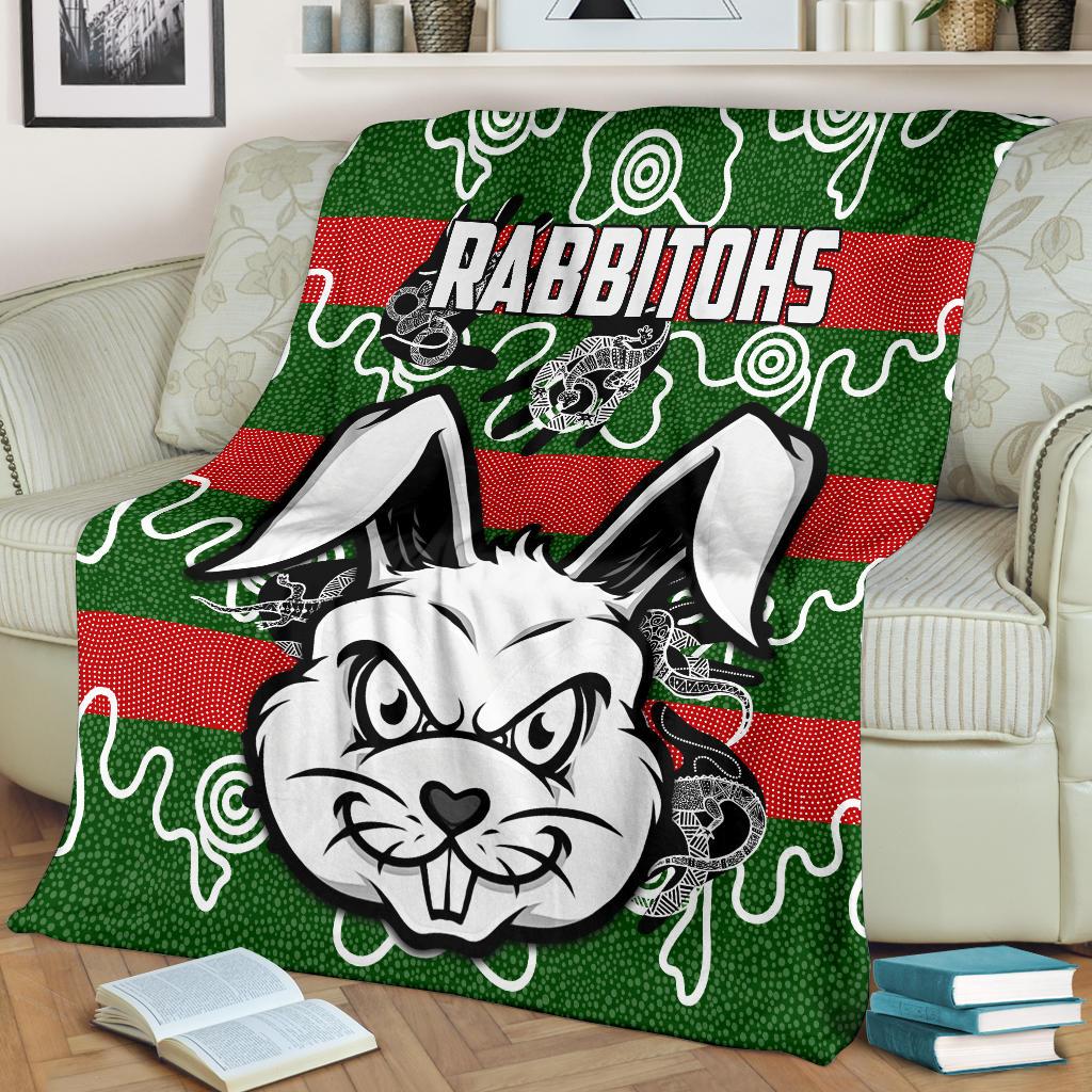 rabbitohs-indigenous-premium-blanket-rabbit-head
