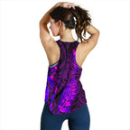 Aotearoa Maori Women Racerback Tank Silver Fern Koru Vibes Purple - Vibe Hoodie