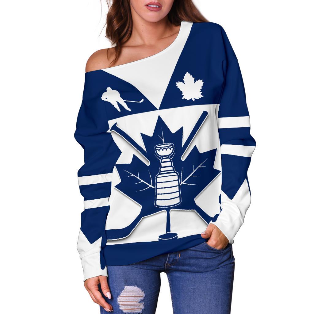 Canada Hockey Maple Leaf Champion Off Shoulder Sweater - Vibe Hoodie