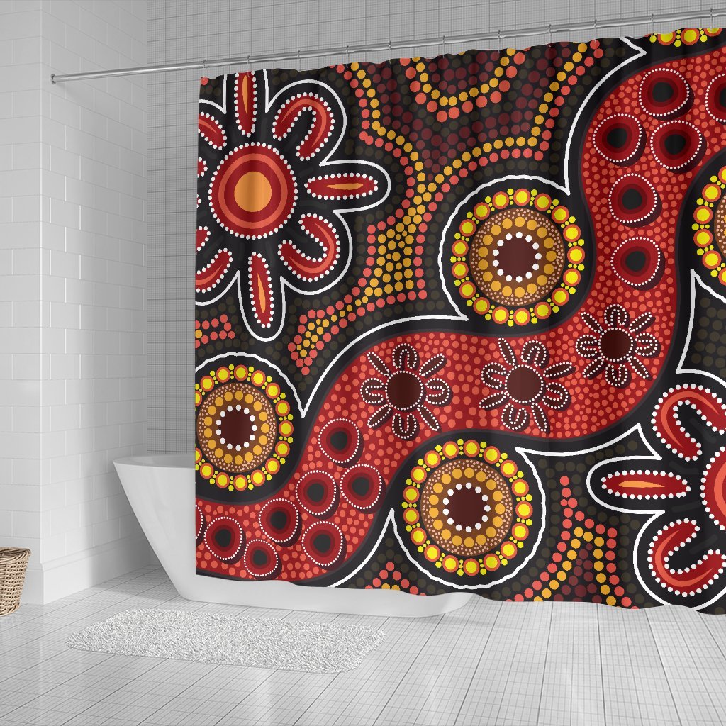 aboriginal-shower-curtain-indigenous-circle-dot-painting-style-1