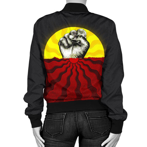 custom-aboriginal-womens-bomber-jacket-black-lives-matter-sun-dot-painting