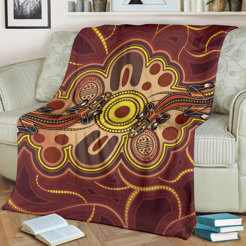 aboriginal-premium-blankets-indigenous-lizard-dot-painting-art