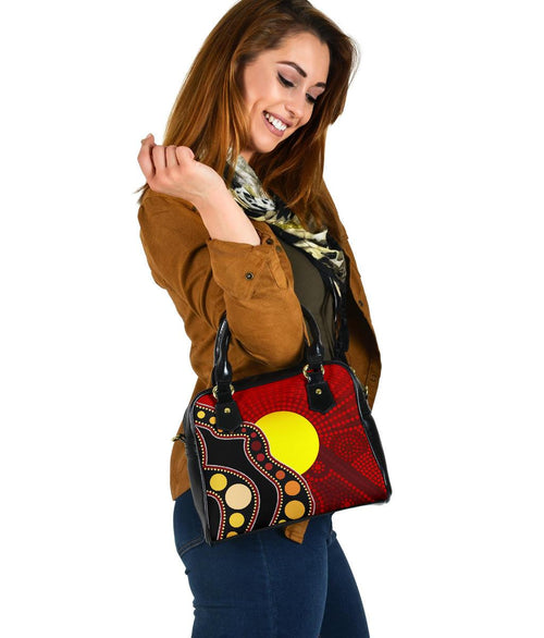 Aboriginal Shoulder Handbag, Australia Aboriginal Lives Matter Flag Circle Dot Painting Art Bag - Vibe Hoodie