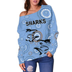 Cronulla Women's Off Shoulder Sweater Sharks Unique Indigenous - Vibe Hoodie