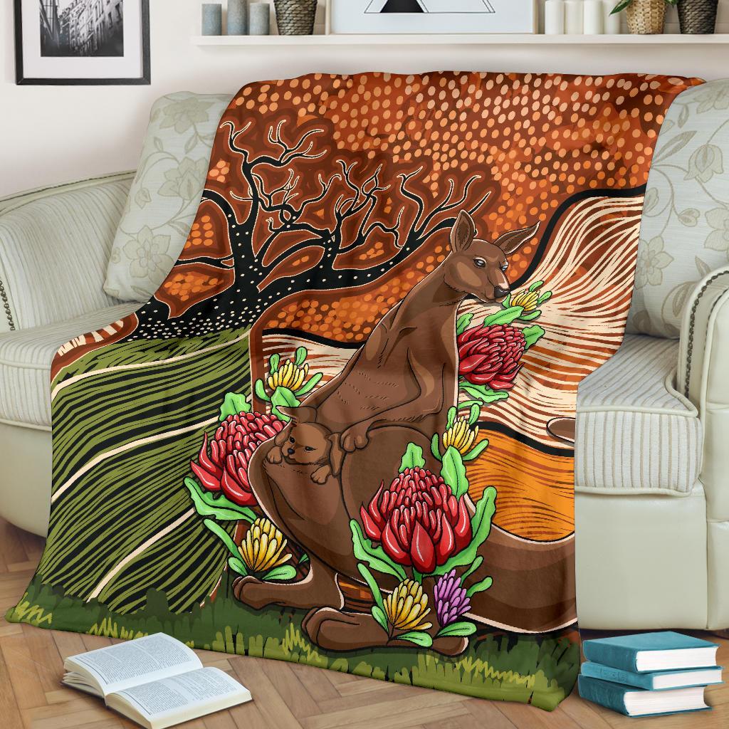 aboriginal-premium-blanket-kangaroo-with-indigenous-tree
