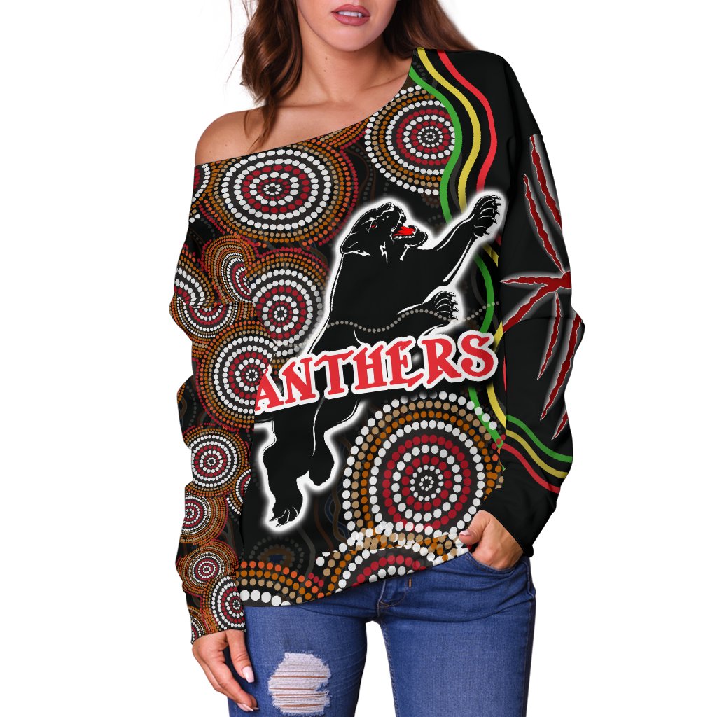Panthers Black Off Shoulder Sweater Indigenous Penrith Version - Vibe Hoodie