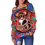 Aboriginal Off Shoulder Sweater, Koala and Hand Art Dot Painting Sweater - Vibe Hoodie