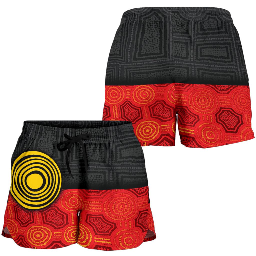 Aboriginal Women's Shorts - Aussie Indigenous Flag - Vibe Hoodie