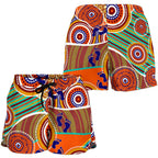 Aboriginal Women's Shorts - Australian Map Dot Painting - Vibe Hoodie