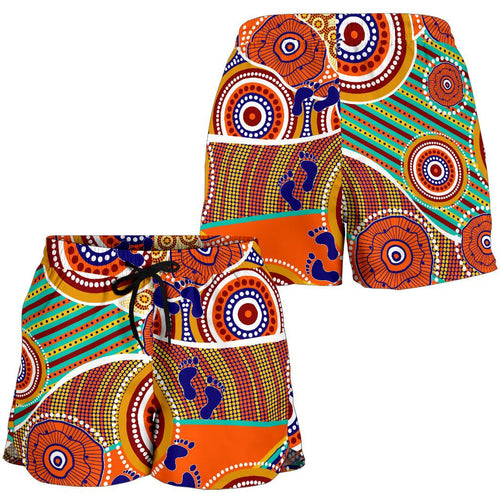 Aboriginal Women's Shorts - Australian Map Dot Painting - Vibe Hoodie